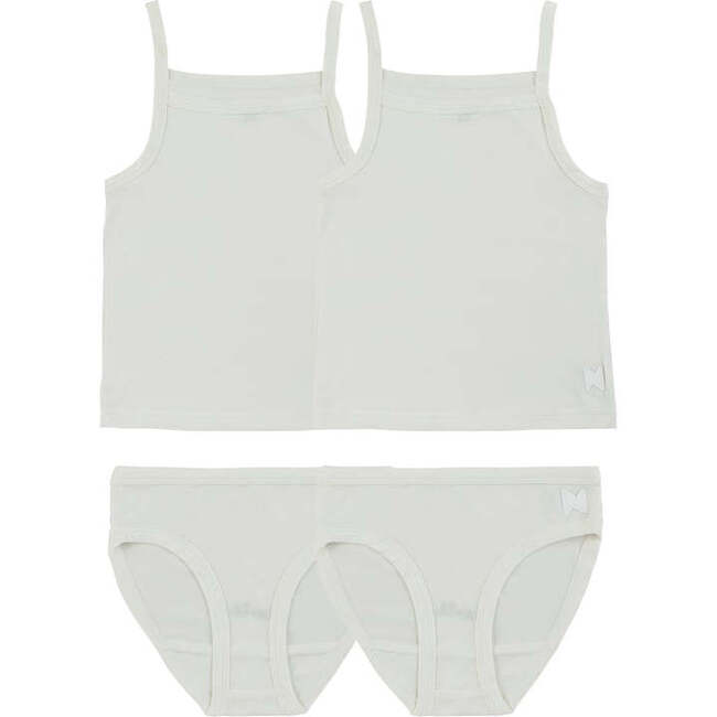 Bamboo Cotton Girls Underwear, White (2 Sets)