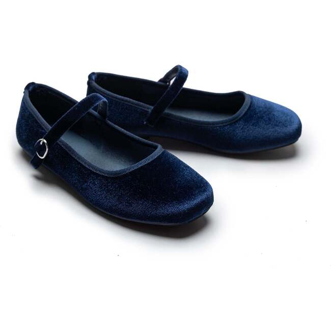 Michelle Satin Velvet Flats, Navy