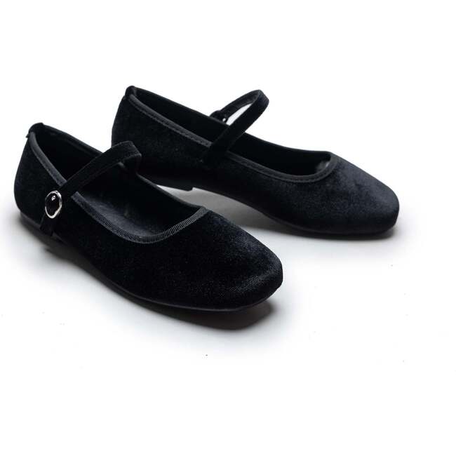 Michelle Satin Velvet Flats, Black
