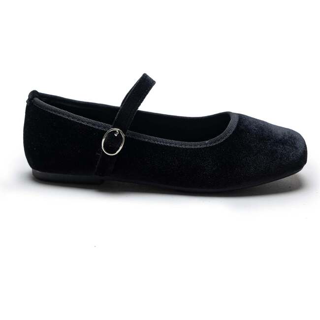 Michelle Satin Velvet Flats, Black - Mary Janes - 2