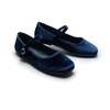 Michelle Satin Velvet Flats, Navy - Mary Janes - 2