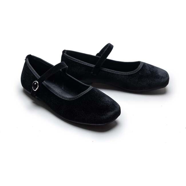 Michelle Satin Velvet Flats, Black - Mary Janes - 3