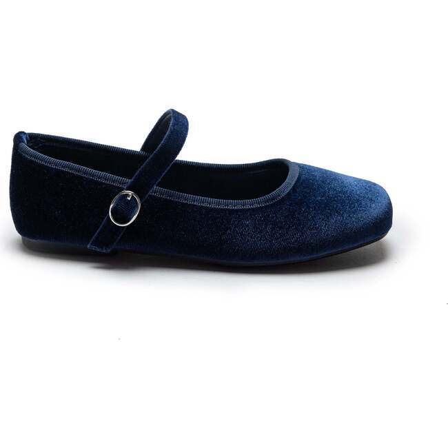 Michelle Satin Velvet Flats, Navy - Mary Janes - 3