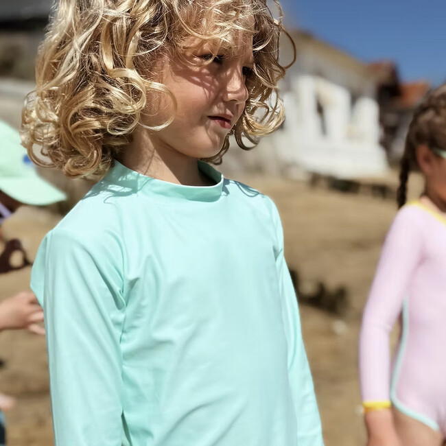 Anti-UV Swim Shirt, Papaya Turquoise - Rash Guards - 2