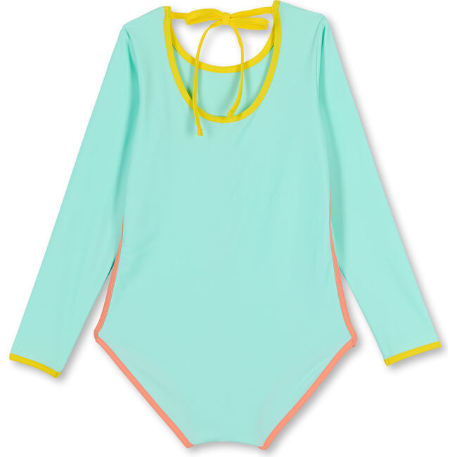 Kim Anti-UV One-Piece Swimsuit, Turquoise - One Pieces - 2