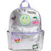 Kids' Backpack, Silver Canvas With Patches - Backpacks - 1 - thumbnail