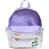 Kids' Backpack, Silver Canvas With Patches - Backpacks - 3