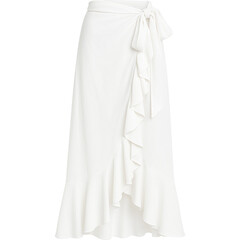 2024aw パピエ Enfant wrapped skirt white Women's Cover-Up Ruffle Hem Wrap Skirt, White - Palma and