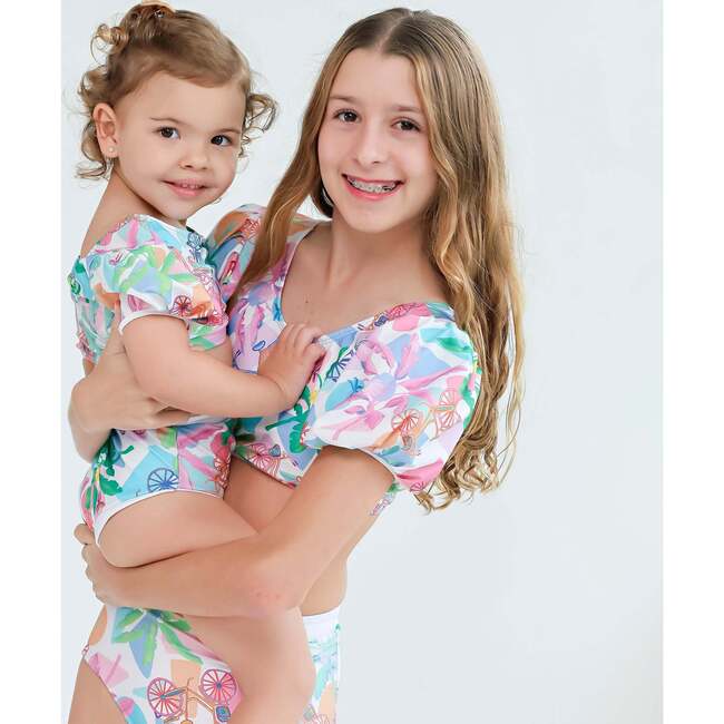 Lola Puff Sleeve High-Waist Two-Piece Swimsuit & Hair Band Set, Puerto Viejo - Two Pieces - 2