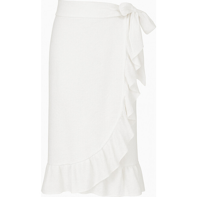 Girls Cover-Up Ruffle Hem Wrap Skirt, White