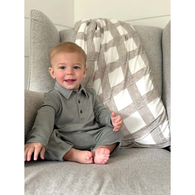 Bamboo Fleece Collared Jumpsuit, Sage - Rompers - 3
