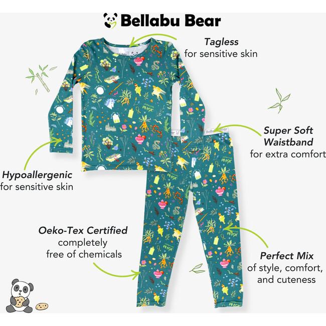 Mandrakes Potions & Herbs Bamboo Kids Pajamas, Green - Pajamas - 2
