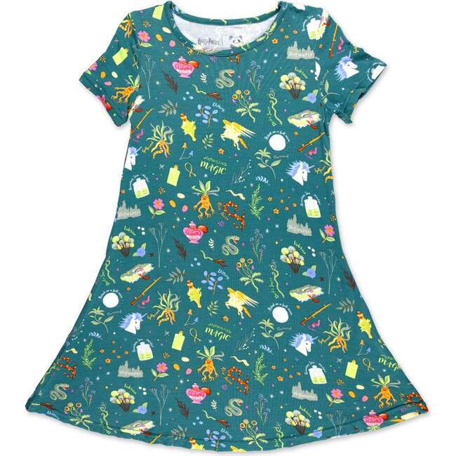 Mandrakes Potions & Herbs Bamboo Girls' Short Sleeve Dress, Green