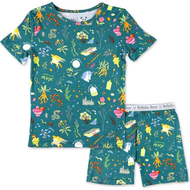 Mandrakes Potions & Herbs Bamboo Kids Pajama Short Set, Green