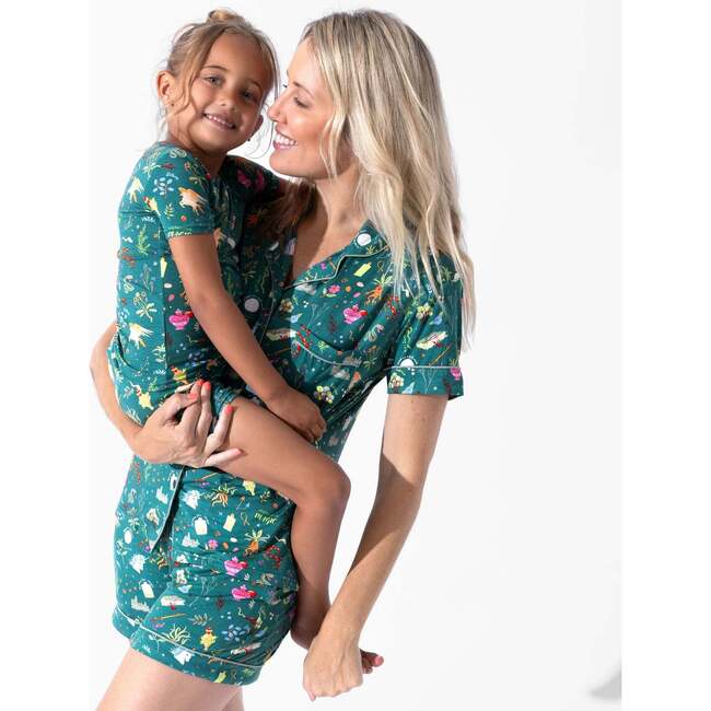 Mandrakes Potions & Herbs Bamboo Kids Pajama Short Set, Green - Pajamas - 6