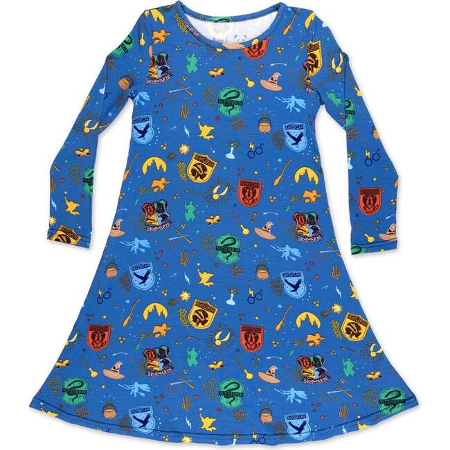 House Pride Bamboo Girls' Long Sleeve Dress, Blue