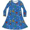 House Pride Bamboo Girls' Long Sleeve Dress, Blue - Dresses - 1 - thumbnail