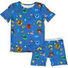 House Pride Bamboo Kids Pajama Short Set, Blue - Pajamas - 1 - thumbnail
