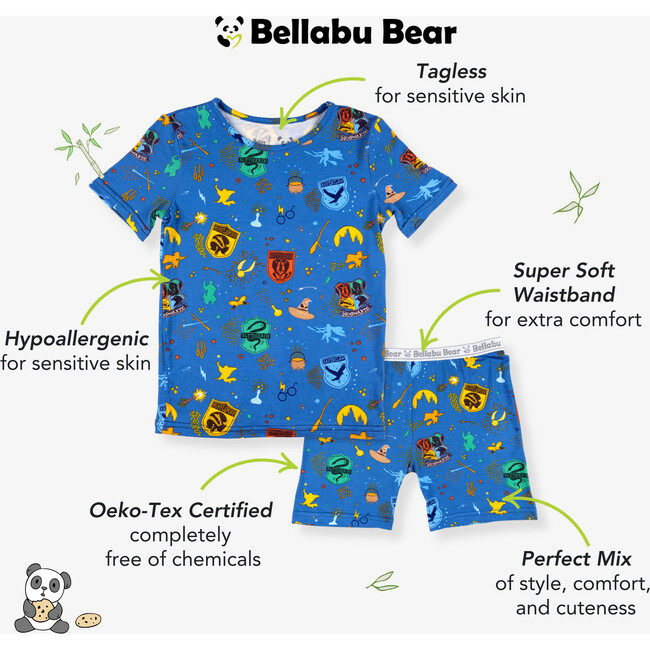 House Pride Bamboo Kids Pajama Short Set, Blue - Pajamas - 2