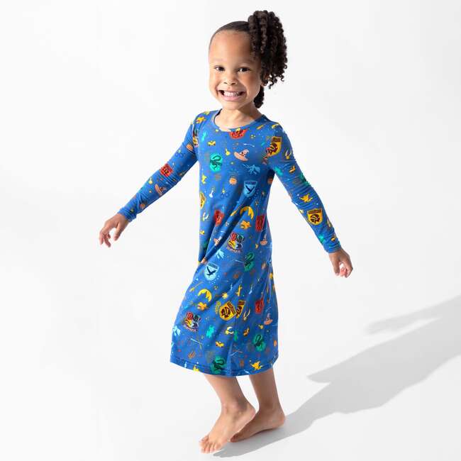 House Pride Bamboo Girls' Long Sleeve Dress, Blue - Dresses - 5