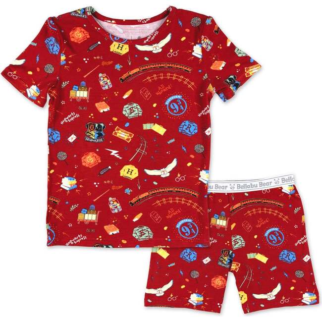 Hogwarts Express Bamboo Kids Pajama Short Set, Red
