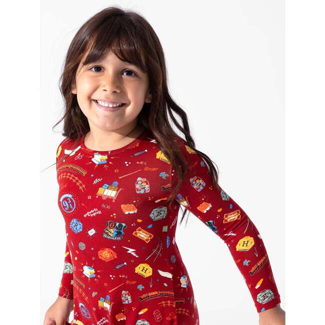 Hogwarts Express Bamboo Girls' Long Sleeve Dress, Red - Dresses - 7