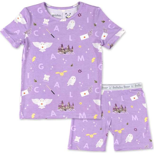 Hedwig's Magical Mail Bamboo Kids Pajama Short Set, Purple