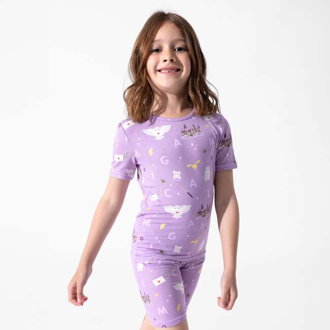 Hedwig's Magical Mail Bamboo Kids Pajama Short Set, Purple - Pajamas - 4