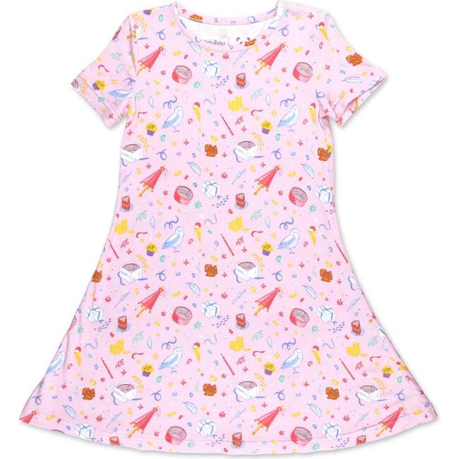 Happee Birthdae Harry Bamboo Girls' Short Sleeve Dress, Pink