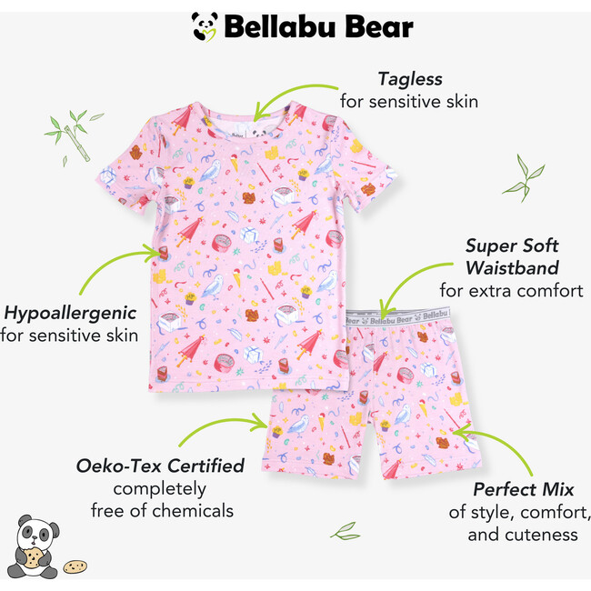 Happee Birthdae Harry Bamboo Kids Pajama Short Set, Pink - Pajamas - 2