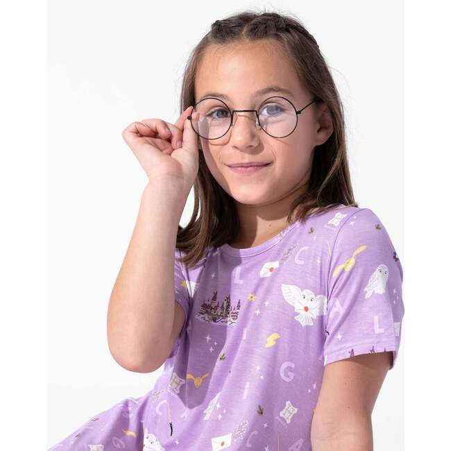 Hedwig's Magical Mail Bamboo Girls' Short Sleeve Dress, Purple - Dresses - 6