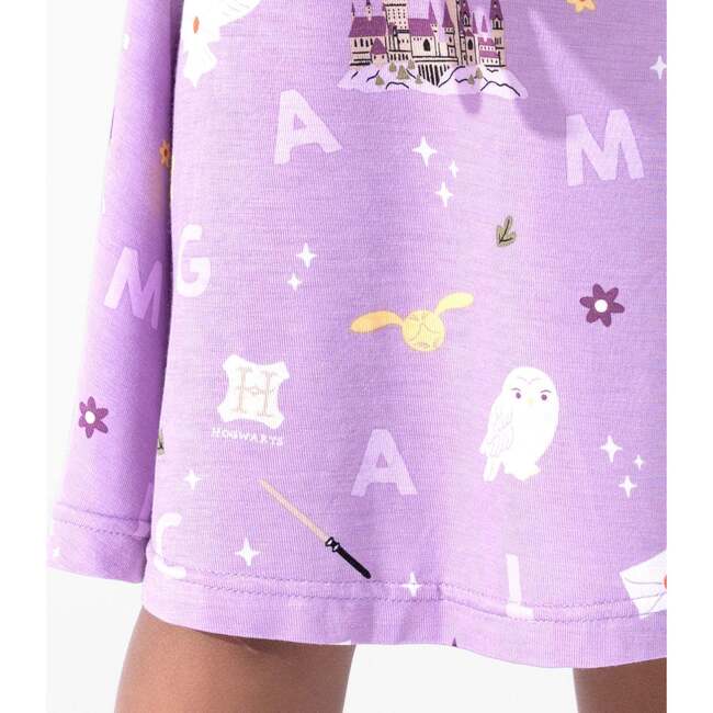 Hedwig's Magical Mail Bamboo Girls' Short Sleeve Dress, Purple - Dresses - 7