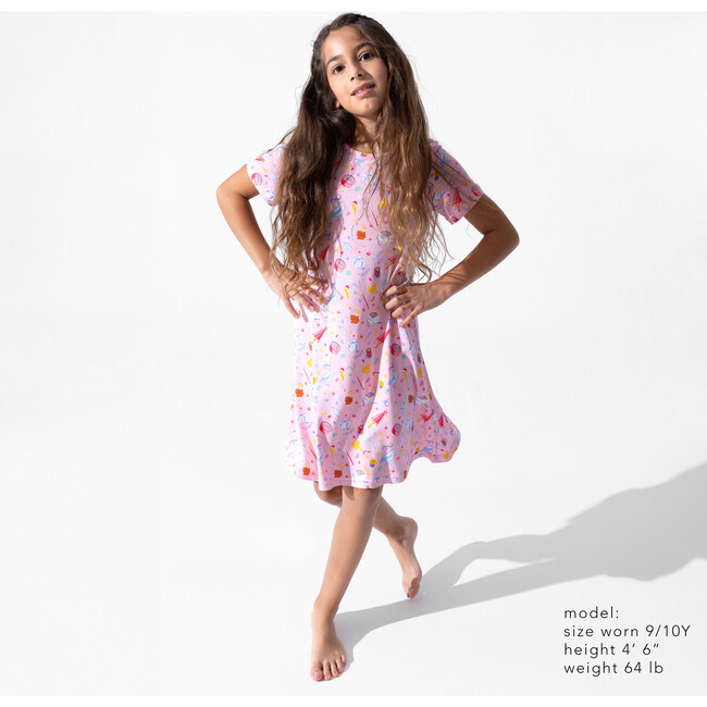 Happee Birthdae Harry Bamboo Girls' Short Sleeve Dress, Pink - Dresses - 6