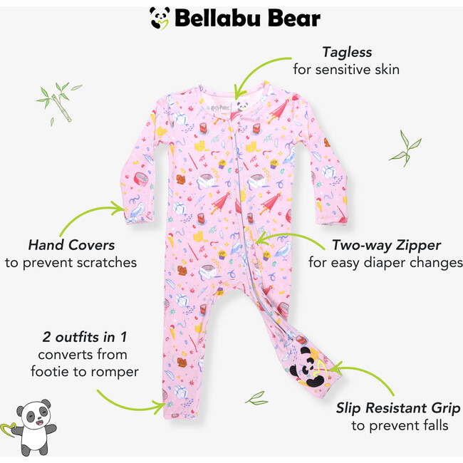 Happee Birthdae Harry Bamboo Convertible Footie, Pink - Onesies - 2