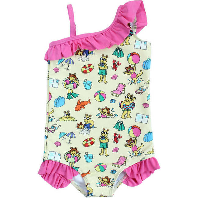 Arthur's Family Vacation Ruffle Leg One Piece Girls Swimsuit