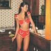 Cabana Bow Bikini Top, Cherry Cream Binded - Two Pieces - 2