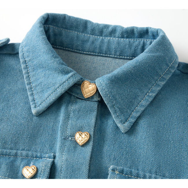 Maggie Denim Mini Dress, Denim Blue - Dresses - 3