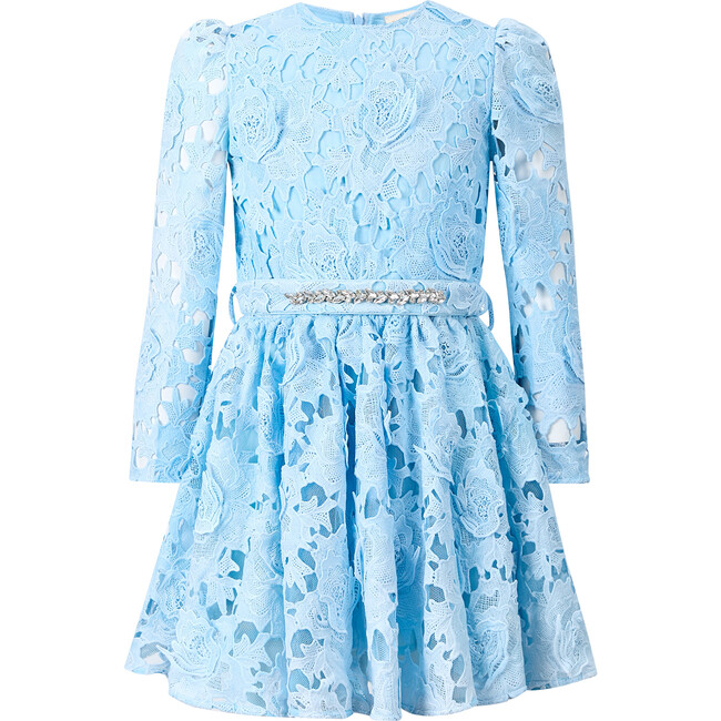 Judy Embroidered Mini Dress, Sky Blue