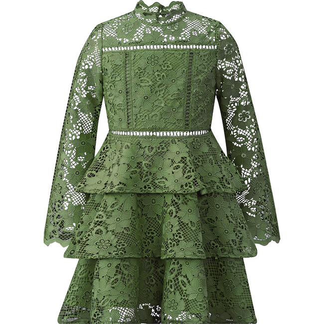 Gianna Embroidery Mini Dress, Khaki Green