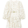 Dorothy Embroidered Mini Dress, Crème/Gold - Dresses - 1 - thumbnail