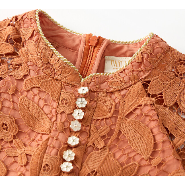 Esme Embroidered Sleeve Mini Dress, Cinnamon - Dresses - 3