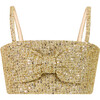 Celina Tweed Top, Gold - Blouses - 1 - thumbnail