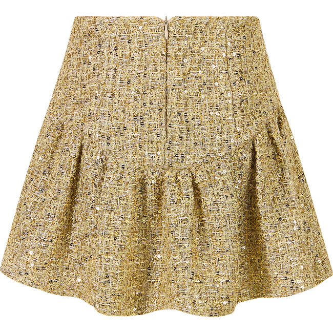 Celina Tweed Mini Skirt, Gold - Skirts - 2
