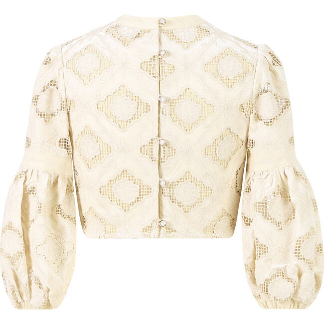 Ava Embroidered Top, Oat - Blouses - 2