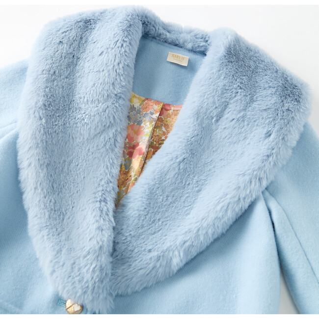 Adeline Fur Coat, Powder Blue - Coats - 3