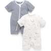 2 Pack Short Zip Growsuit Vanilla Nautical Pack - Rompers - 1 - thumbnail