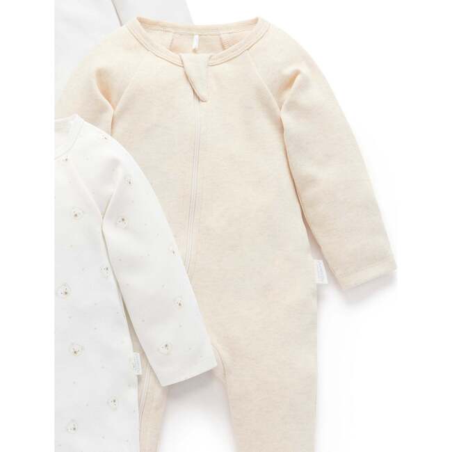 4 Pack Zip Growsuit Vanilla Bear Pack - Footie Pajamas - 4