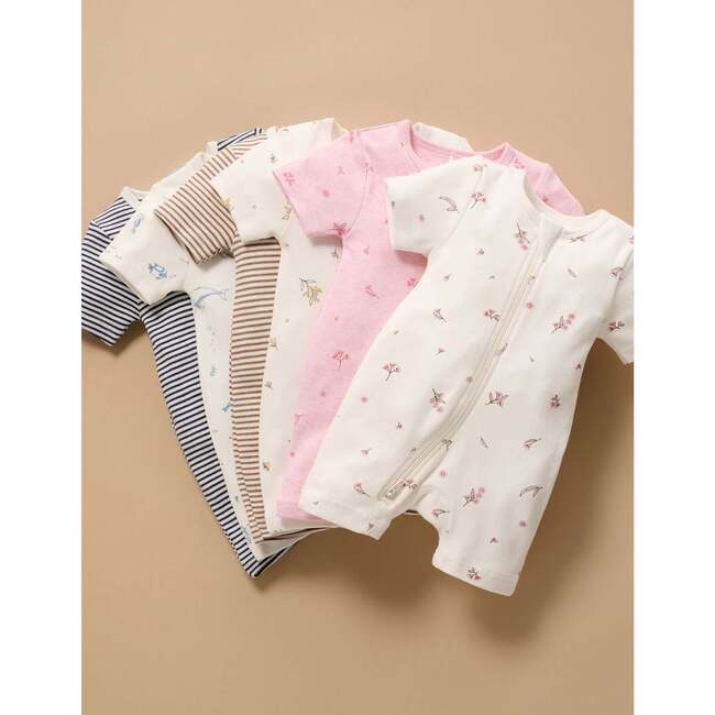2 Pack Short Zip Growsuit Pale Pink Blossom Pack - Rompers - 5