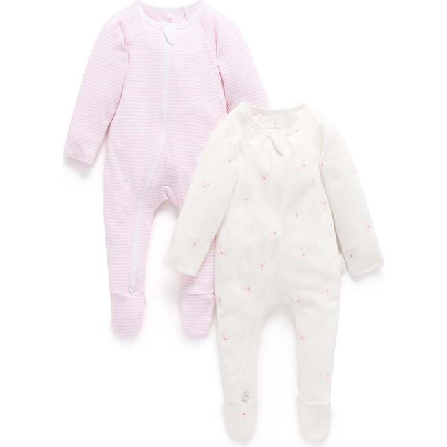 2 Pack Zip Growsuit Pale Pink Bear Pack