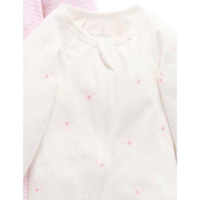 2 Pack Zip Growsuit Pale Pink Bear Pack - Footie Pajamas - 2